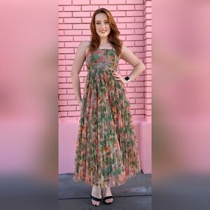 Hutch Multicolor Floral Strapless Layered Dress